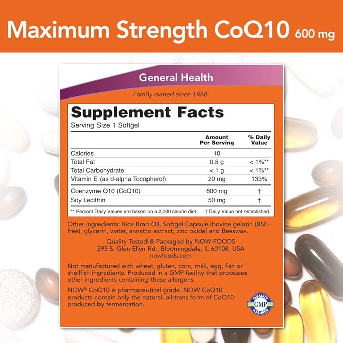 Now CoQ10 Co-Enzyme Q10 600 mg - 60 Softgels