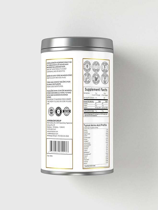 Collagen Powder Drink Mix with Types 1-5 Mango Peach Flavor for Skin Joint and Bone Health 100 gr/3.53