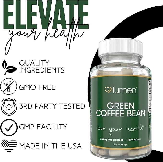 Lumen Naturals Green Coffee Blend for Women – 2400mg Per Serving – with Green Coffee Bean Extract – 180 Veggie Capsules – 60 Servings – Non-GMO &amp Gluten-Free (180 Count (Pack of 1))