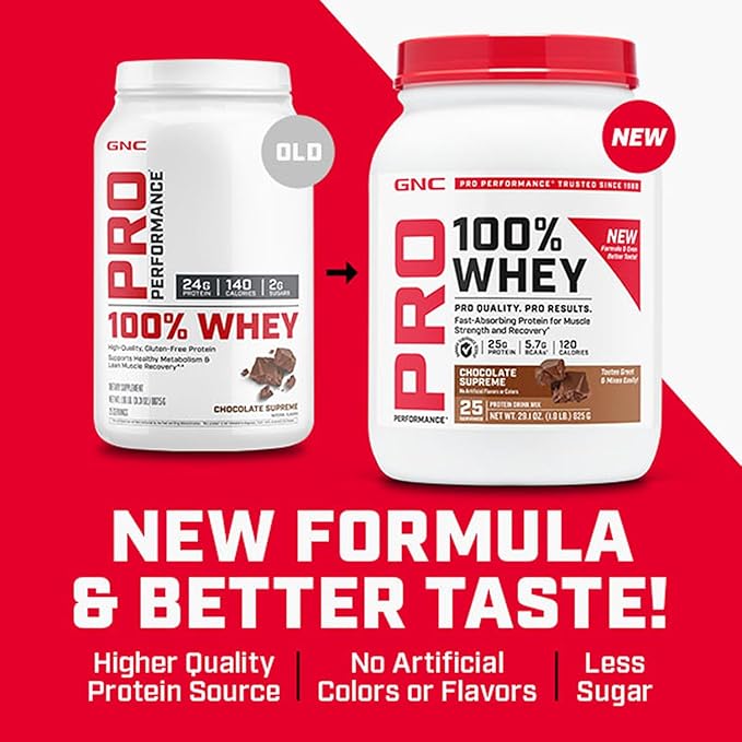 GNC Pro Performance 100% Whey Protein Powder Fast Absorbing Protein Muscle Strength and Recovery Banana Cream 25 Servings