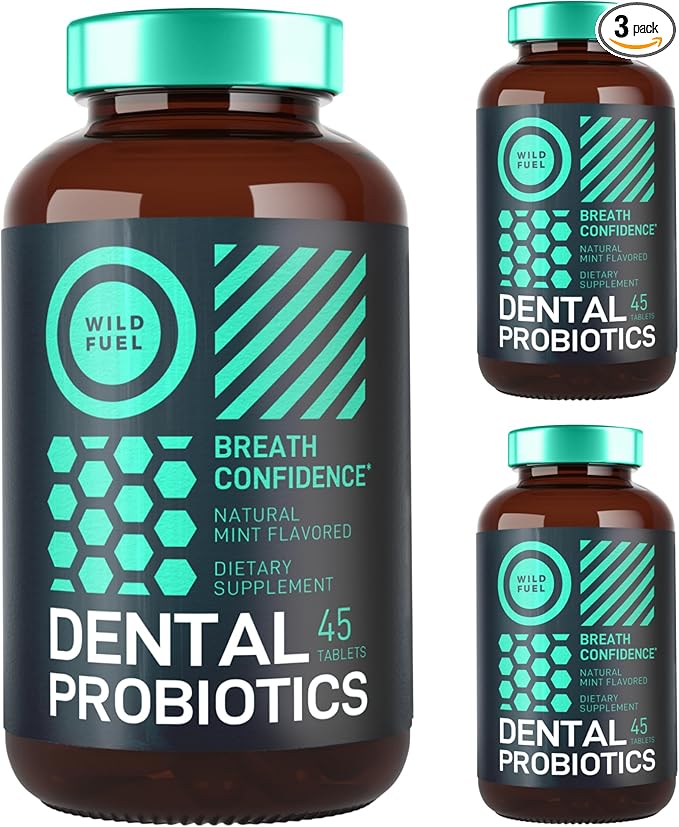 3-Pack Oral Probiotics for Mouth Bad Breath - 3 Billion CFU Advanced Bad Breath Treatment Dental Probiotics for Teeth and Gums - 135 Prebiotic and Probiotic Lactobacillus Salivarius Tablets