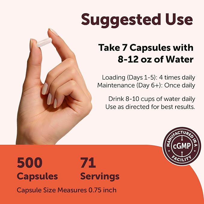 Creatine Monohydrate 5000mg 500 Capsules | Pure Creatine Pills – Micronized + Unflavored Powder Source Easy Absorption | Keto Non-GMO