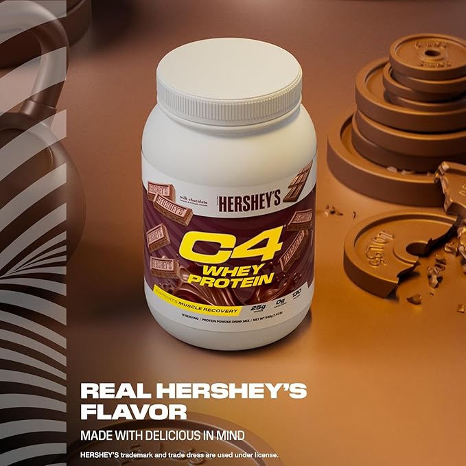 Cellucor C4 Whey Protein Powder Hershey's Chocolate - 25g Protein 0g Added Sugar 130 Calories Per Serving Supports Muscle Recovery 66 Servings Premium Whey for Post-Workout