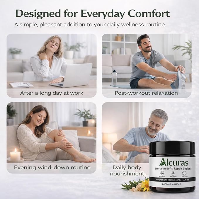 Nerve Cream Neuropathy Relief Cream with Rosemary Arnica Magnesium Natural Soothing &amp Moisturizing Body Repair Lotion Daily Nourishment for Hands Knee Feet &amp Legs 4FL OZ/120ML