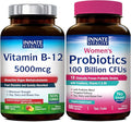 Innate Vitality Bundle: Probiotics (100 Billion CFUs 18 Strains) with Cranberry &amp Vitamin B12 5000mcg Sublingual Tablets - Digestive Vaginal Health Energy Production &amp Nervous System Suppor