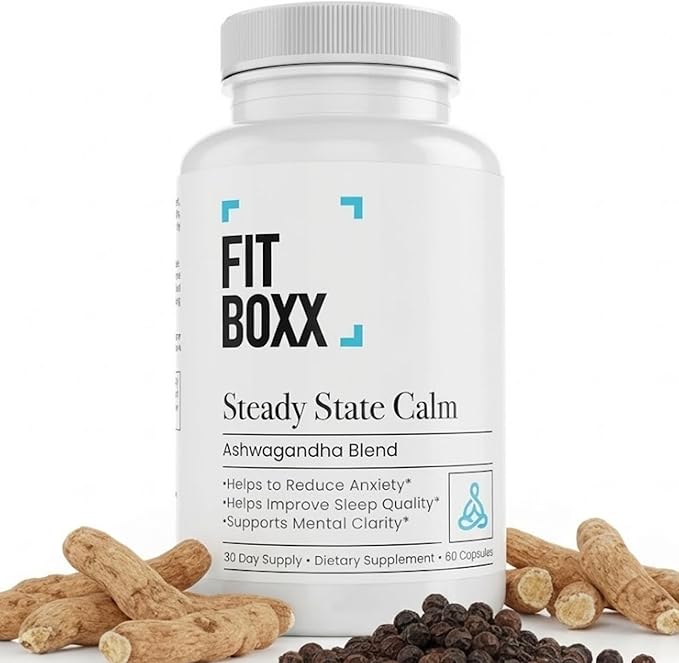 SteadyState Calm | 650mg Ashwagandha with BioPerine | Stress Relief Mood Balance &amp Cortisol Support | Vegan | Non-GMO | 60 Capsules