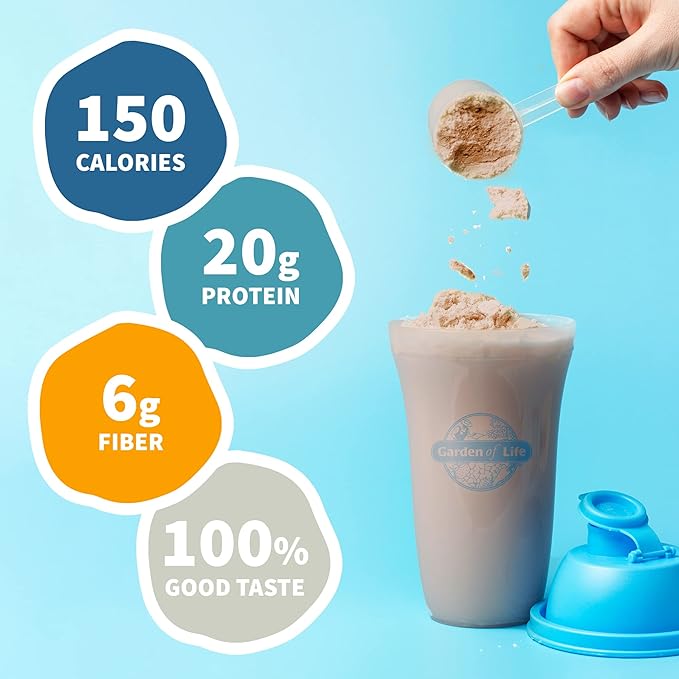 Garden of Life Organic Vegan Vanilla Protein Powder 22g &amp Digestive Enzymes for Easy Digestion – Non-GMO &amp Raw Organic Meal Replacement Shakes - Chocolate Plant Based Vegan Protein Powder