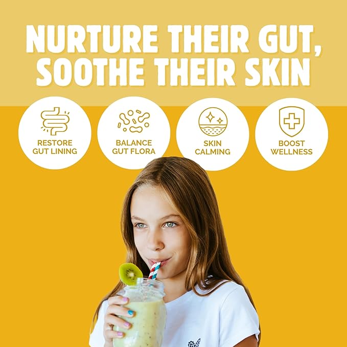 Root &amp Harmony Glutabiotics Kids Probiotic &amp L-Glutamine Powder – Daily Children's Gut Health Skin &amp Immune Support Supplement Unflavored Dairy Free Gluten Free 10 Billion CFU 30ct B