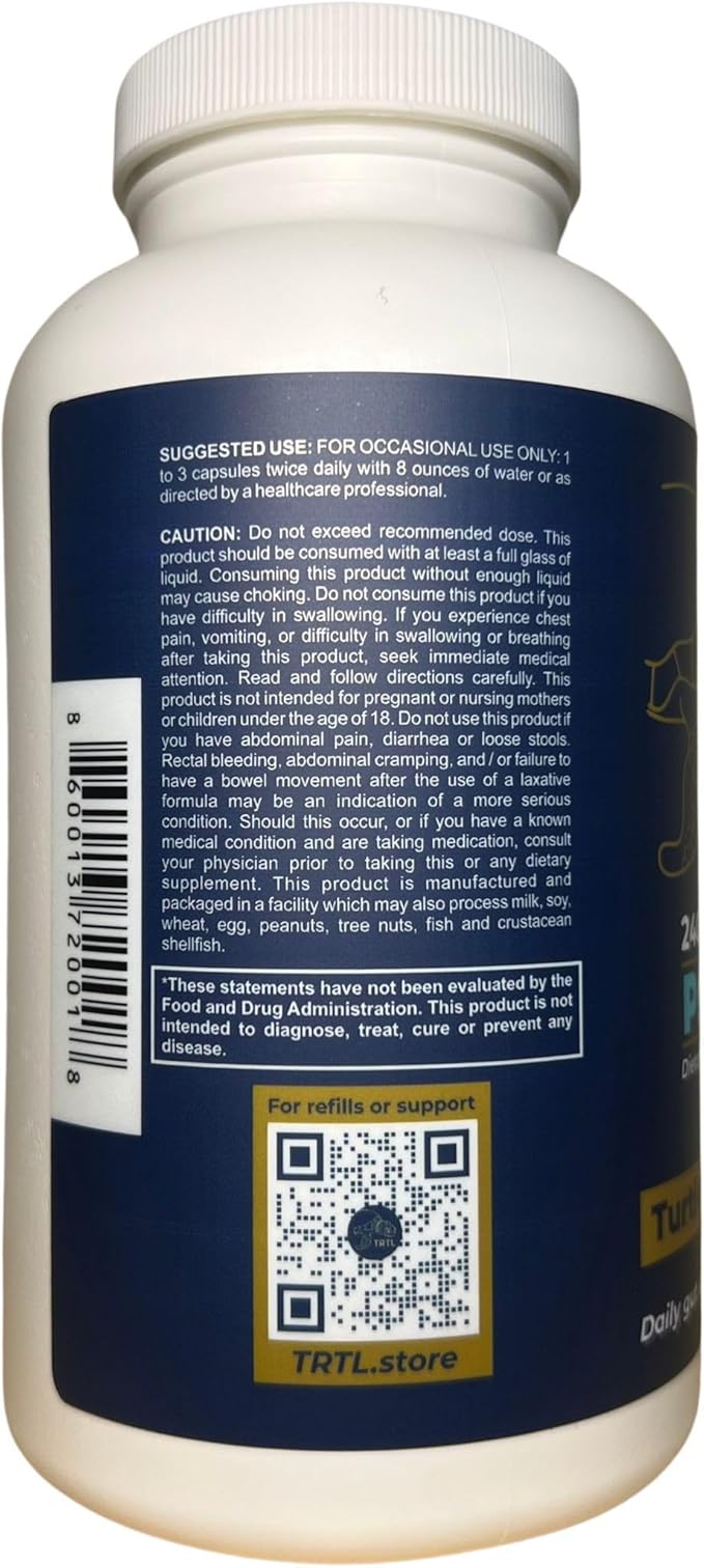 TRTL Psyllium Husk Capsules – 240ct | Fiber Supplement for Gut Health Support &amp Digestive Regularity | Packaged &amp Tested in USA Non-GMO | 2.2g Fiber per Serving