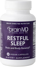 BRAINMD Dr. Amen Restful Sleep - 60 Capsules - Promotes Relaxation &amp Calm Contains Melatonin Valerian GABA &amp Magnesium Non-Habit Forming - Gluten-Free - 15 Servings