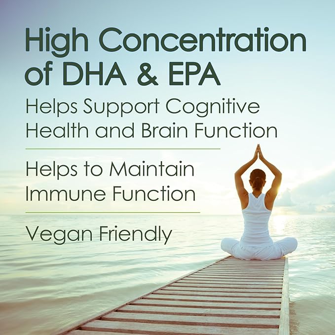 Ultimate Strength Plant Based Omega 3 Supplements Organic EPA and DHA Omega 3 Fatty Acid Supplements from Algae Oil No Fishy Aftertaste 120 Softgels