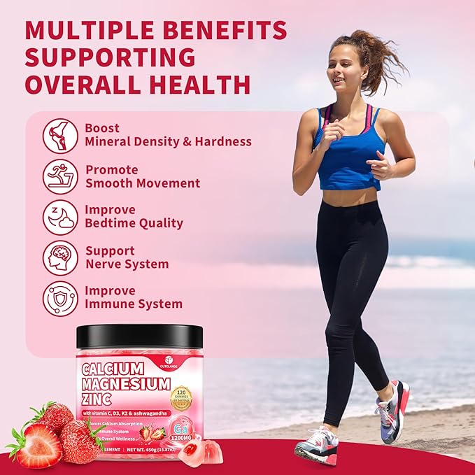 120 CT Calcium 1200 Mg with Vitamin D3 K2 Gummies for AdultsCalcium Citrate Supplements Gummies Women &amp Men - Calcium Gummies with Magnesium &amp ZincB6 B12- Extra Absorption Calcium Supplemen