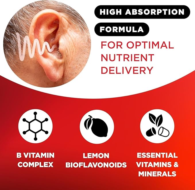 Lipo-Flavonoid Ear Ringing - Doctor-Recommended for Ringing Ears - Clinically Proven Lemon Bioflavonoid Complex with Vitamins C B1 B2 B6 B12 &amp Calcium - 150 Caplets