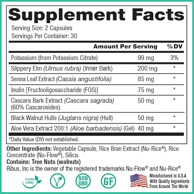 Peak Pure &amp Natural Colon Support - Colon Cleanse and Detox Supplement for Digestive Health - Gut Health Support with Inulin and Senna Leaf Extracts - with Fiber Prebiotics and Probiotics - 1 Pa