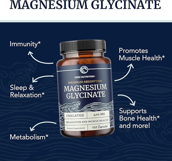 Magnesium Glycinate 400mg (120ct) &amp Magnesium Citrate 500 MG (60ct) | High Absorption Calm Relaxation Digestion &amp Muscle Support | Non-GMO Vitamin and Mineral Bundle