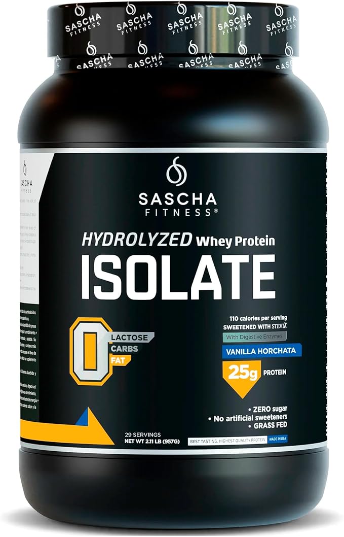 SASCHA FITNESS Hydrolyzed Whey Protein Isolate100% Grass-Fed (2 Pounds All) (Vanilla Horchata)