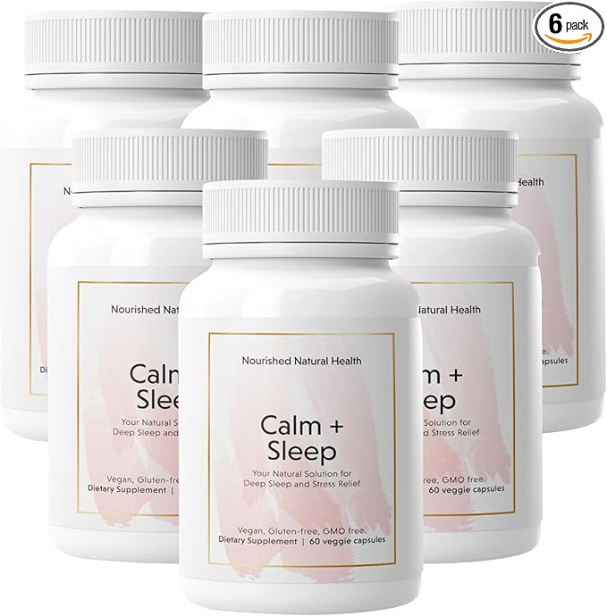 Nourished Natural Health Calm + Sleep – Relaxation &amp Melatonin-Free Sleep Supplement for Women Cortisol Support with Ashwagandha L-Theanine Magnesium &amp Valerian Root–Vegan &amp Non-GMO – 3