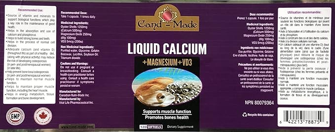 Liquid Ca &amp Mg with Vitamin D 120Capsules