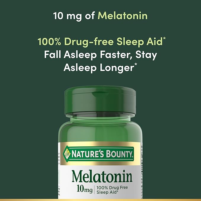 Nature's Bounty Melatonin Promotes Relaxation and Sleep Health 10mg Capsules 60 Ct (2 Pack)