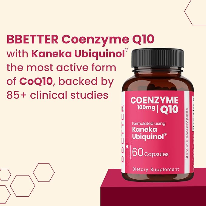 BBETTER CoQ10 – 100 mg with Kaneka Ubiquinol Active Form of Coenzyme Q10 -Supports Cellular Health &amp Heart Health - Natural Energy Production- High-Absorption Formula - 180 Softgels