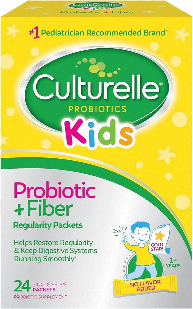 Culturelle Kids Probiotic + Fiber Packets (Ages 3+) - 24 Count - Digestive Health &amp Immune Support &amp Daily Probiotic for Kids + Veggie Fiber Gummies (Ages 3+) - 30 Count