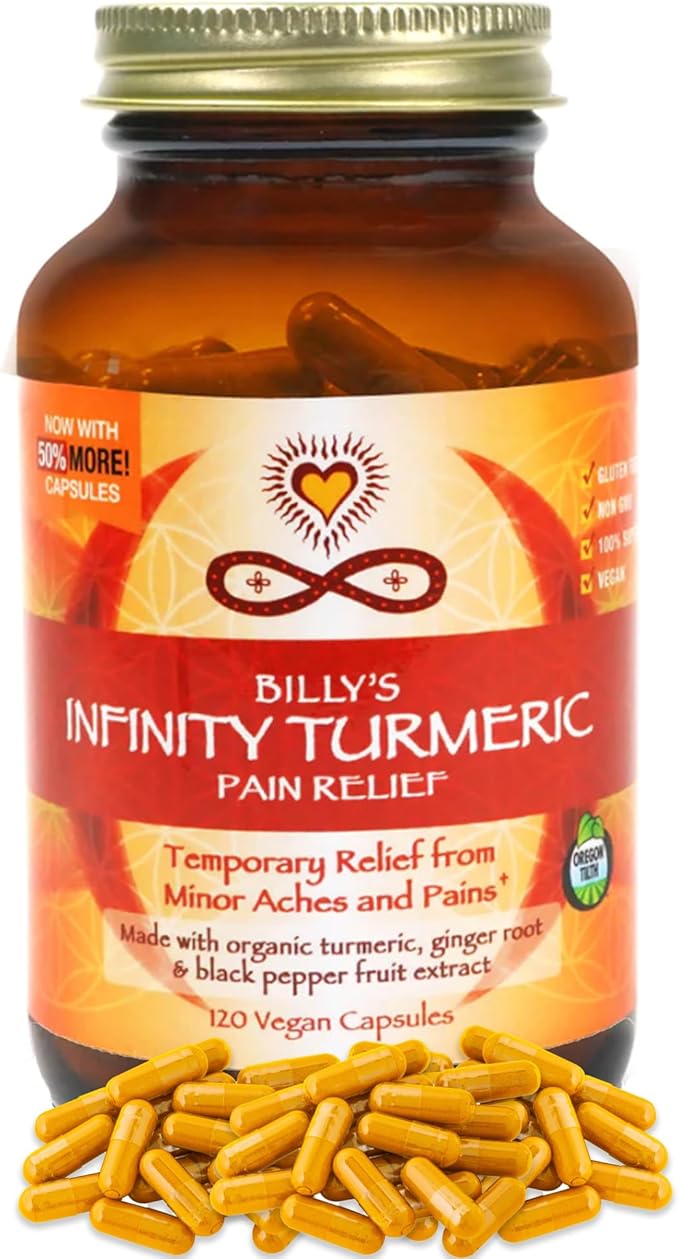 Infinity Turmeric Capsules High Potency Curcumin Supplement USDA Certified Organic Supplement with Black Pepper and Ginger Raw Vegan Gluten Free