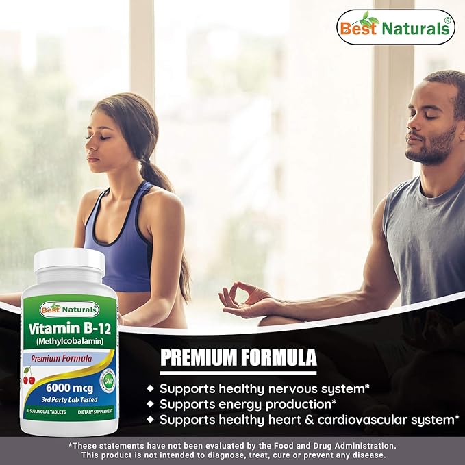 Best Naturals Vitamin B-12 6000 mcg &amp Vitamin K2 (MK7) with D3