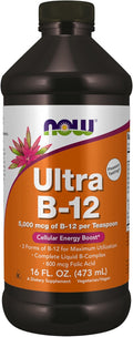 NOW Foods Supplements Ultra B-12 Liquid 800 mcg Folic Acid Cellular Energy Production* 16-Ounce