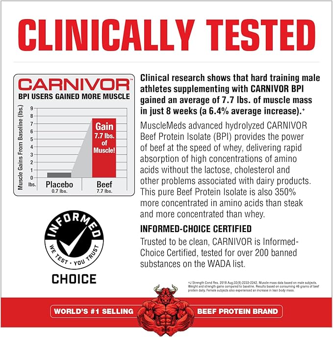 MuscleMeds Carnivor Beef Protein Isolate 0 Lactose 0 Sugar 0 Fat 0 Cholesterol Halal Certified Vanilla Caramel 7 Lb 100 Servings