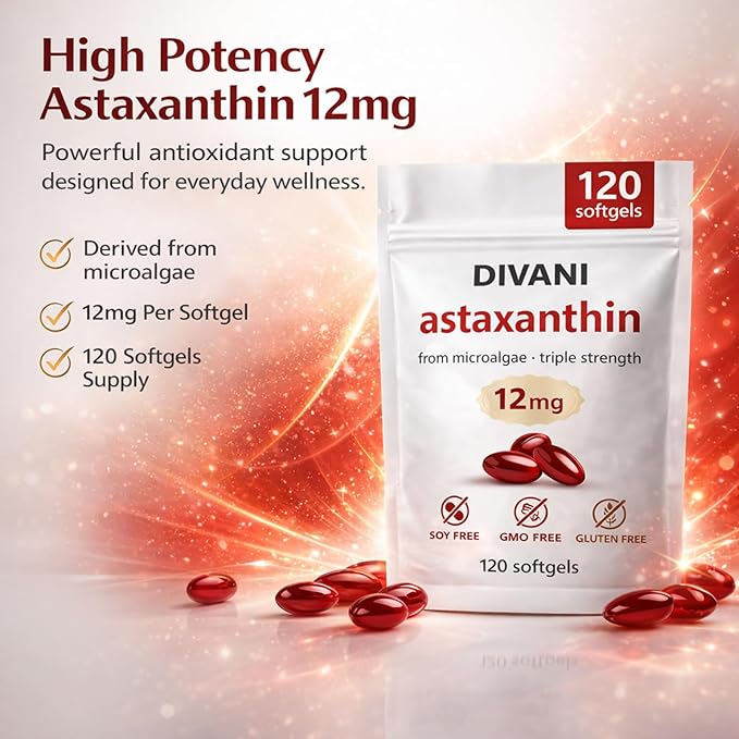 12mg Softgels – Antioxidant Support for Skin &amp Eye Wellness – 120 Softgels 4 Month Supply (1)