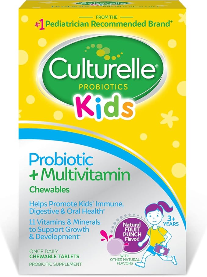 Culturelle Kids Probiotic + Multivitamin Chewables 30 &amp 50 Count Ages 3+ Digestive &amp Immune Support