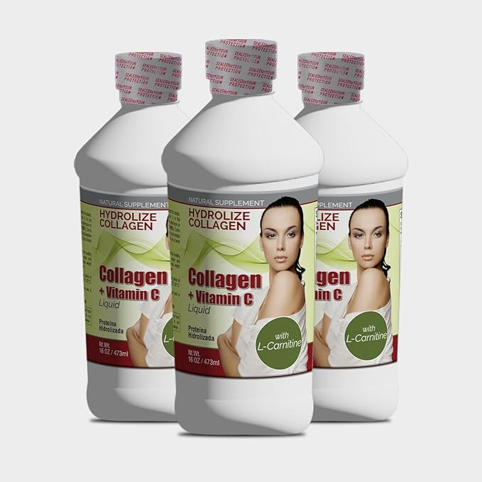 Collagen Hydrolyzed Liquid 16oz + Vitamin C Anti-Aging L-Carnitine Colageno Hydrolized Colageno (2)