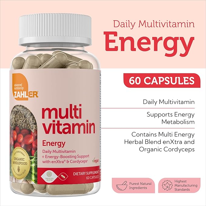 Zahler - Daily Multivitamin for Women &amp Men with Energy Vitamins Minerals &amp Iron (60 Count) Kosher Men &amp Womens Multivitamins for Healthy Energy - Multi Vitamins for Adults - Made in USA