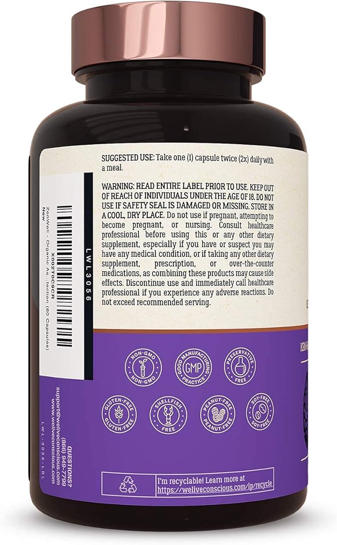Live Conscious KSM-66 Ashwagandha Supplement w/L Theanine &amp AlphaWave - ZenWell Everyday Stress Relief Cognitive Brain Health - Ashwagandha for Men &amp Women - 60 Capsules