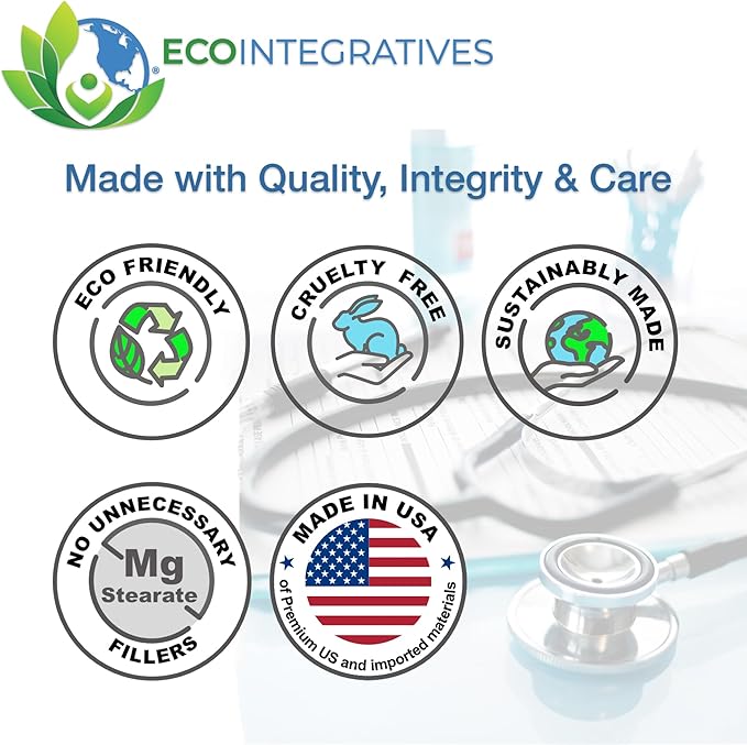 EcoIntegratives® Active Folate 5-MTHF – Methylated Folate 1000 mcg (1700 mcg DFE) – Bioavailable B9 for Mood Methylation Prenatal and Heart Health* – Vegan Gluten-Free Non-GMO – 60 Capsules