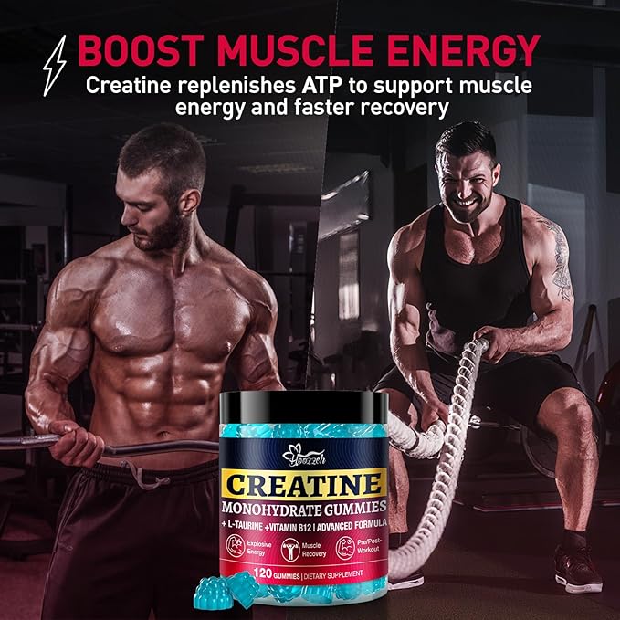 Creatine Gummies for Men &amp Women Blueberry Creatine Monohydrate Gummies Gluten Free Vegan Friendly 120 Count