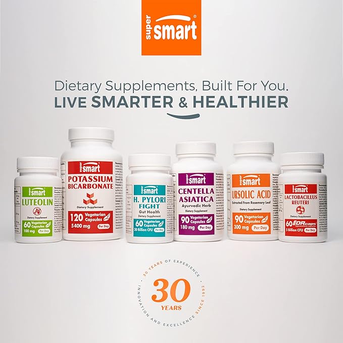 Supersmart - Zinc L-Carnosine + Betaine HCl Bundle (Gastric Health) | Non-GMO &amp Gluten Free - Vegetarian Capsules