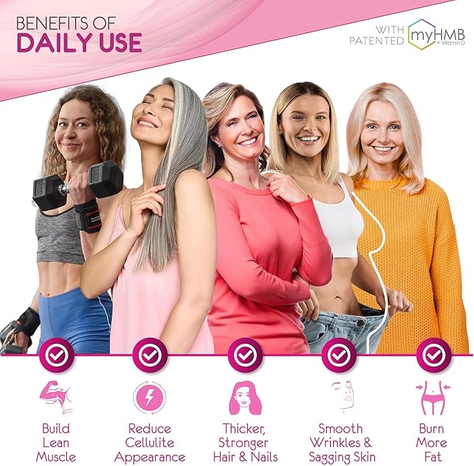 AgelessLX Powder Supplement for Women - with HMB Collagen Enhancer Plus Vitamin D3 with K2 Horsetail and Biotin for Lean Muscle and Stronger Hair and Nails - 30 Powder Packets Wild Berry