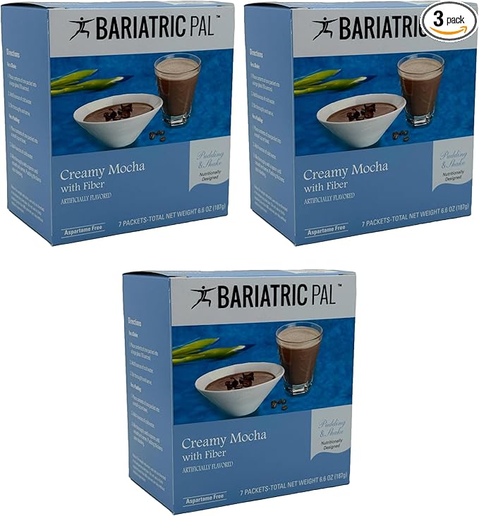 BariatricPal 15g Protein Aspartame Free Pudding &amp Shake - Creamy Mocha (3-Pack)