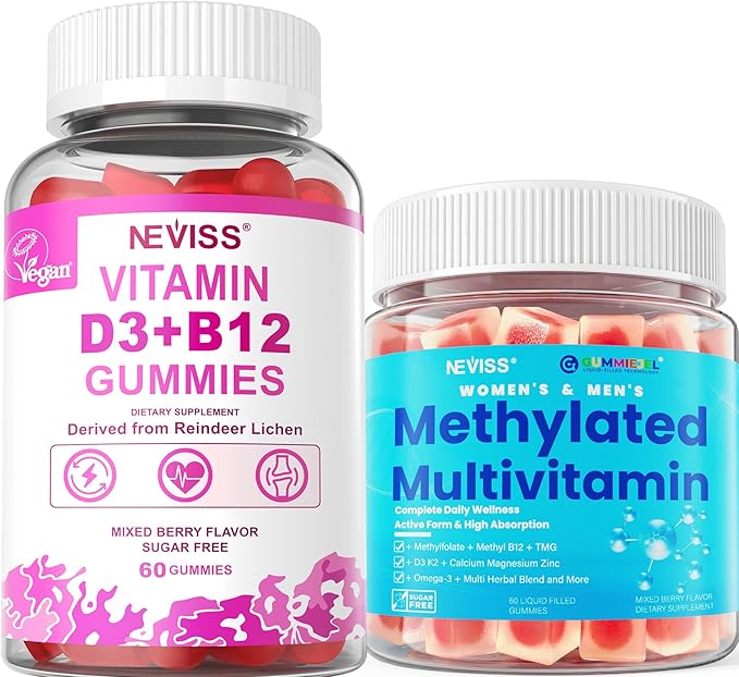 NEVISS Methylated Multivitamin Vitamin D3 + Vitamin B12 Gummies 3Pack