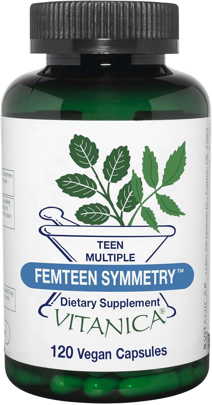 Vitanica FemTeen Symmetry Vitamins for Teens Daily Multivitamin Vegan 120 Capsules