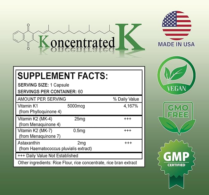30.5 milligrams of Ks 2 milligrams Astaxanthin