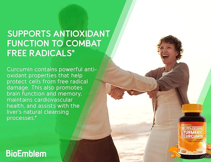 BioEmblem Turmeric Curcumin with Clinically Studied TurmiPure Turmeric Curcumin Supplement with BioPerine