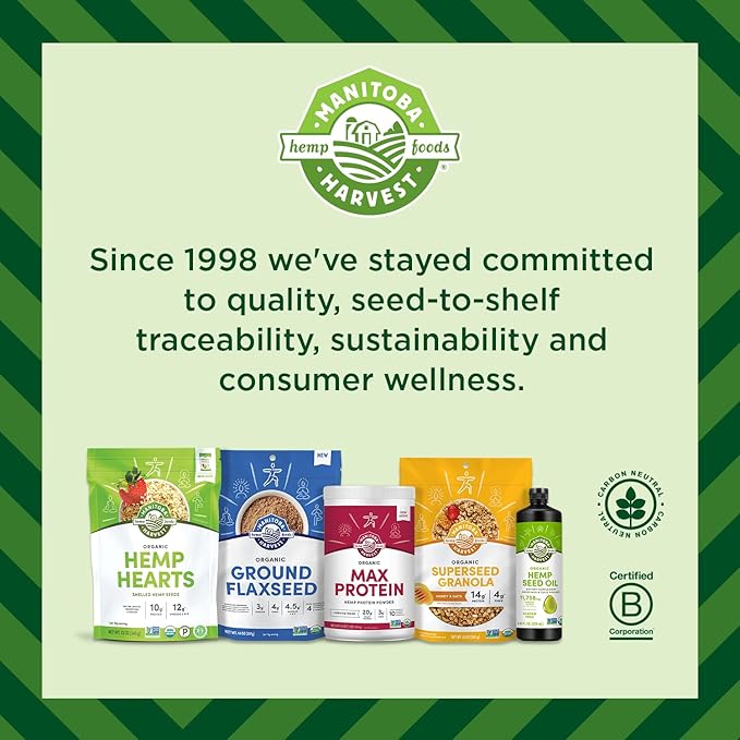 Manitoba Harvest Hemp Yeah Organic Max Fiber Protein Powder Unsweetened 32oz with 13g of Fiber 13g Protein and 2.5g Omegas 3&amp6 per Serving Keto-Friendly Preservative Free Packaging May Vary