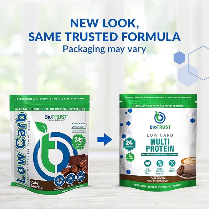 BioTrust Low Carb Protein Powder – Delicious Whey &amp Casein Blend from Grass-Fed Hormone Free Cows – Non GMO Gluten Free (Cafe Mocha)