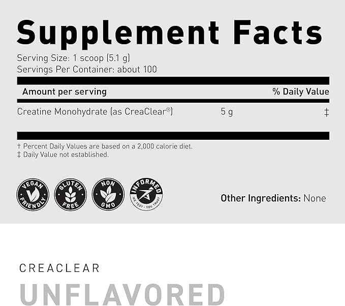 Kaged CreaClear Creatine Monohydrate Powder | Mixes Clear &amp Dissolves Completely No Grit | Premium Micronized Creatine for Strength Performance &amp Muscle Support | Unflavored | 100 Servings