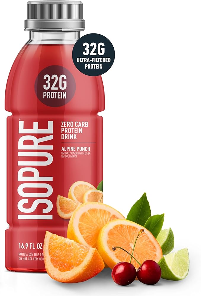 Isopure Zero Carb 32g Clear Protein Ready-to-Drink Whey Protein Isolate Alpine Punch 12 Pack (Packaging May Vary)