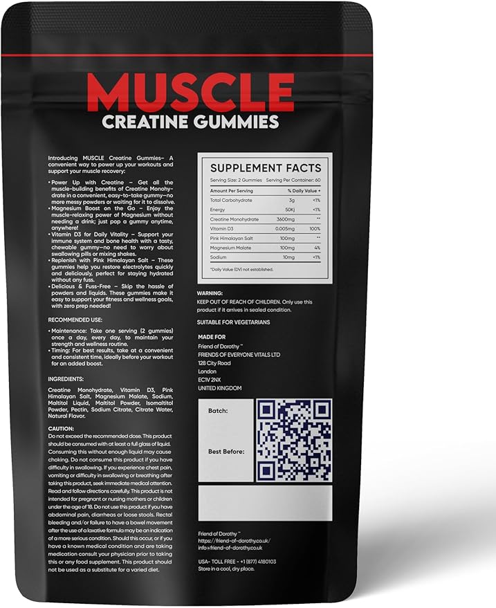 Creatine Gummies - Sugar Free - Chewable Creatine Monohydrate with Electrolytes Magnesium &amp Vitamin D3 - Hydration &amp Recovery Support Gym &amp Workout Supplement - 60 Gummies