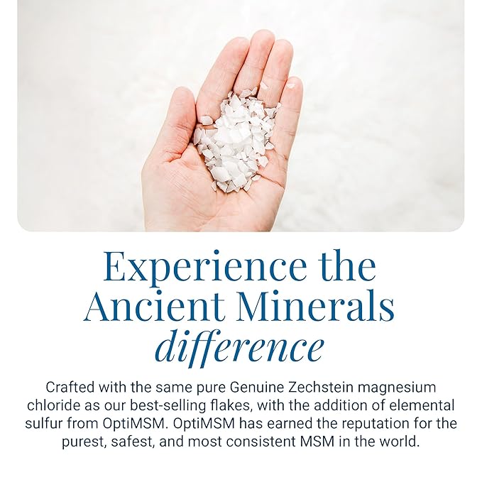 Ancient Minerals Magnesium Bath Flakes - Magnesium Lotion and Bath Flakes Ultra with MSM - Pure Genuine Zechstein Chloride