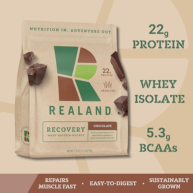 Whey Protein Isolate - Grass-Fed Protein Powder for Recovery - 22g of Protein - 17 Servings (One Size Chocolate)